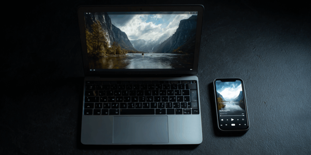Finished video playing on laptop or smartphone